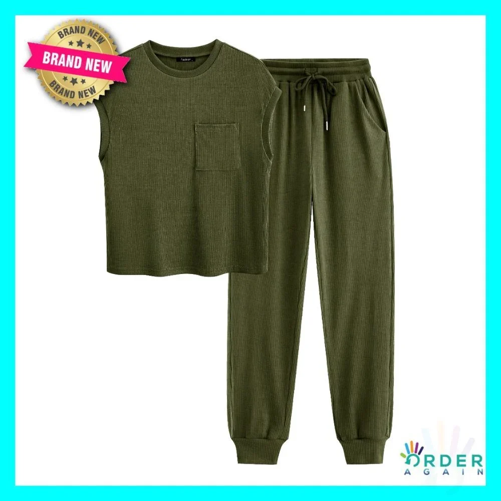 Two Piece Tracksuit Set Short Sleeve Top Long Pants Lounge Sweatsuit Y2K
